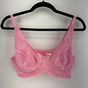 Delta Burke Womens Pink Floral Lace Underwire Bra Full Coverage 36D 2382-49